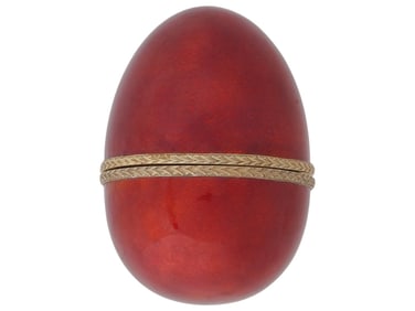LARGE RUSSIAN SILVER GUILLOCHE ENAMEL EASTER EGG