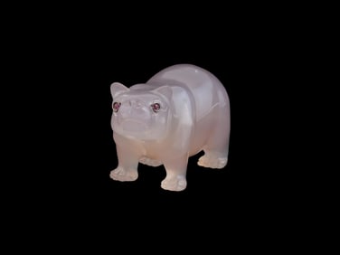 RUSSIAN CARVED HONEY AGATE GOLD GEMSTONES BEAR FIGURE