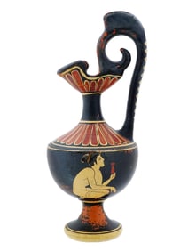 VINTAGE GREEK SOUVENIR CERAMIC JUG W PAINTING