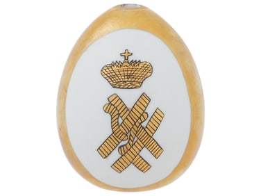 RUSSIAN GILT PORCELAIN EASTER EGG WITH MONOGRAM