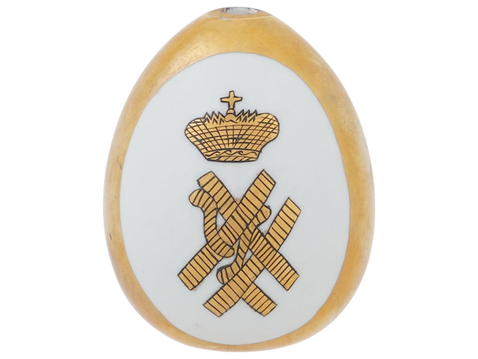 RUSSIAN GILT PORCELAIN EASTER EGG WITH MONOGRAM (1 of 6)