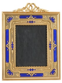 VINTAGE FRENCH GILT BRONZE ORMOLU ENAMEL PICTURE FRAME