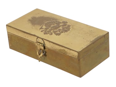 ANTIQUE IMPERIAL RUSSIAN GILT BRASS TOBACCO BOX
