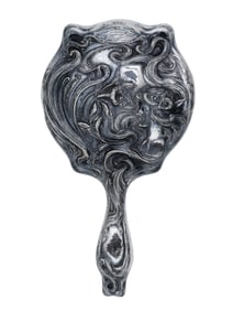 ART NOUVEAU MANNER FEMALE PORTRAIT HAND MIRROR