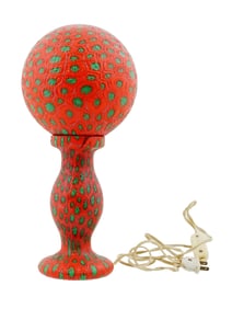 MODERNIST ITALIAN MURANO ART GLASS RED TABLE LAMP