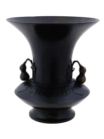 ANTIQUE JAPANESE METAL TEMPLE VASE