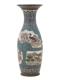 ANTIQUE JAPANESE CLOISONNE ENAMELED VASE WITH BIRDS