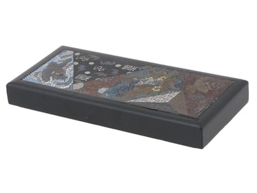 ANTIQUE JAPANESE MEIJI PERIOD CLOISONNE ENAMEL WOOD BOX