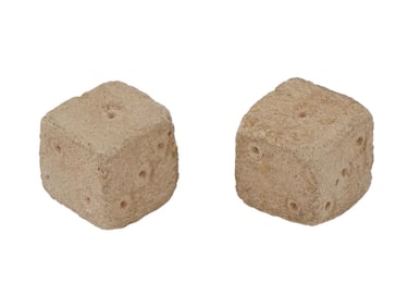 PAIR OF ANCIENT ROMAN STONE DICE 100 TO 300 AD