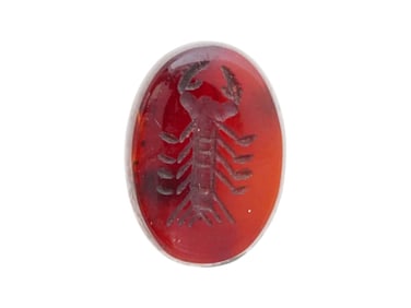 ANCIENT ROMAN CARNELIAN INTAGLIO WITH A SCORPION IMAGE