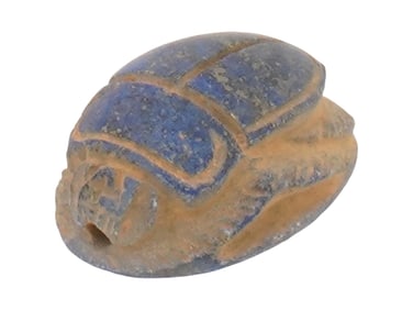 ANCIENT EGYPTIAN CARVED LAPIS LAZULI STONE SCARAB BEAD