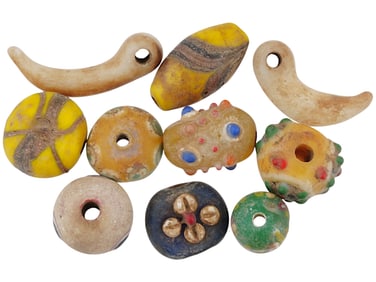 ANCIENT PHOENICIAN GLASS MOSAIC BEADS CA 5TH TO 3RD BC