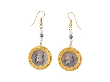 LOT OF ANCIENT PERSIAN SILVER PARTHIAN COINS EARRINGS