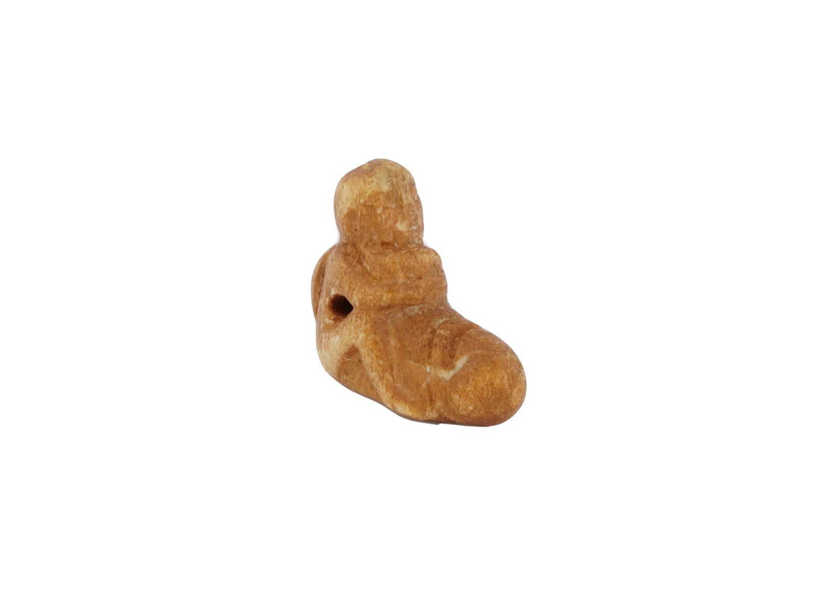 ANCIENT EGYPTIAN LATE PERIOD EROTIC AMULET PENDANT: An ancient Egyptian erotic amulet pendant. Circa the Late Period, 700 to 200 BC. The pendant has phallic symbolism associated with the cult of fertility. A through hole for threading a chain or cord. 