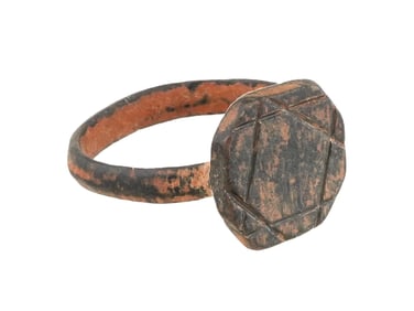 ANCIENT ROMAN EMPIRE MAGEN DAVID BRONZE SIGNET RING
