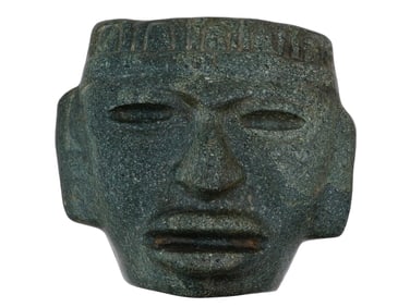 ANCIENT PRE COLUMBIAN OLMEC CARVED HARDSTONE MASK