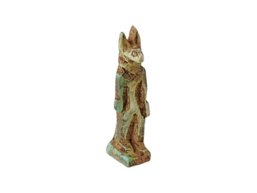 ANCIENT EGYPTIAN CARVED LIMESTONE ANUBIS FIGURINE