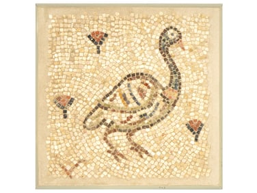 ANCIENT LATE ROMAN BYZANTINE MOSAIC W BIRD AND LOTUS