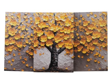 VINTAGE TRIPTYCH OFFSET PRINT ON CANVAS TREE OF LIFE