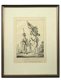 ANTIQUE RUSSIAN LITHOGRAPH ON PAPER BY FEDOROV FRAMED
