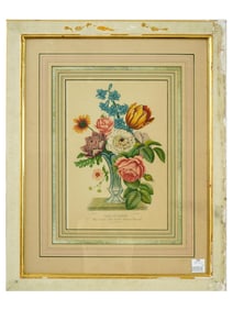 ANTIQUE FLORAL LITHOGRAPH AFTER JEAN LOUIS PREVOST