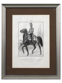 RUSSIAN IMPERIAL LITHOGRAPH CRIMEAN TATAR OFFICER