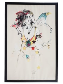 1973 FEMALE PORTRAIT LITHOGRAPH BY RAMON SANTIAGO