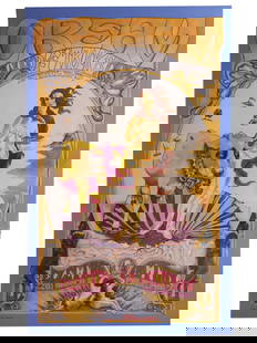 AMERICAN CREAM WOODSTOCK CONCERT CLAPTON POSTER: A vintage American lithographic poster of Cream Woodstock Concert (Eric Clapton, Jack Bruce, Ginger Baker). The poster depicts a psychedelic image of Birth of Venus after the original painting by Sand