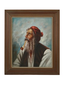 ITALIAN PAINTING SIGNED RAFFAELE FRIGERIO A GOOD SMOKE
