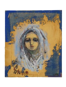 MODERN MIXED MEDIA PAINTING FEMALE PORTRAIT SIGNED