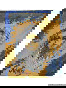 MODERN MIXED MEDIA PAINTING FEMALE PORTRAIT SIGNED: A modern mixed media painting on board depicting a female portrait, signed lower left. Combining varied textures and techniques. Modern Portraiture And Art Collectibles. THIS LOT QUALIFIES FOR