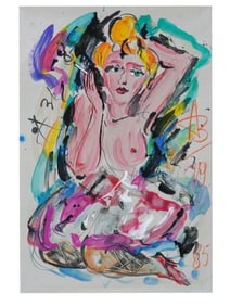 ATTR TO ANATOLY ZVEREV RUSSIAN MIXED MEDIA PAINTING