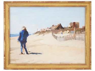 MODERNIST SEASIDE LANDSCAPE OIL PAINTING