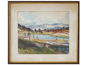 MODERN LANDSCAPE WATERCOLOR PAINTING SIGNED BY ARTIST