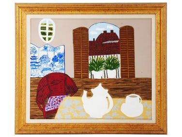 OIL ON CANVAS FOLK PAINTING SIGNED BY ALICE LYON