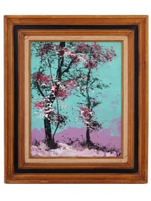 JUDAICA TREE LANDSCAPE OIL PAINTING BY MORRIS KATZ