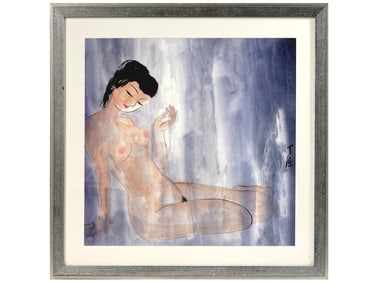 MODERN CHINESE WATERCOLOR PAINTING OF FEMALE NUDE