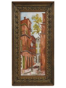 MID CENTURY CITYSCAPE PAINTING SIGNED BY JOSEF