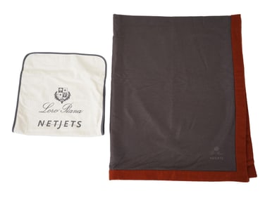 LORO PIANA NETJETS CASHMERE THROW AND BAG