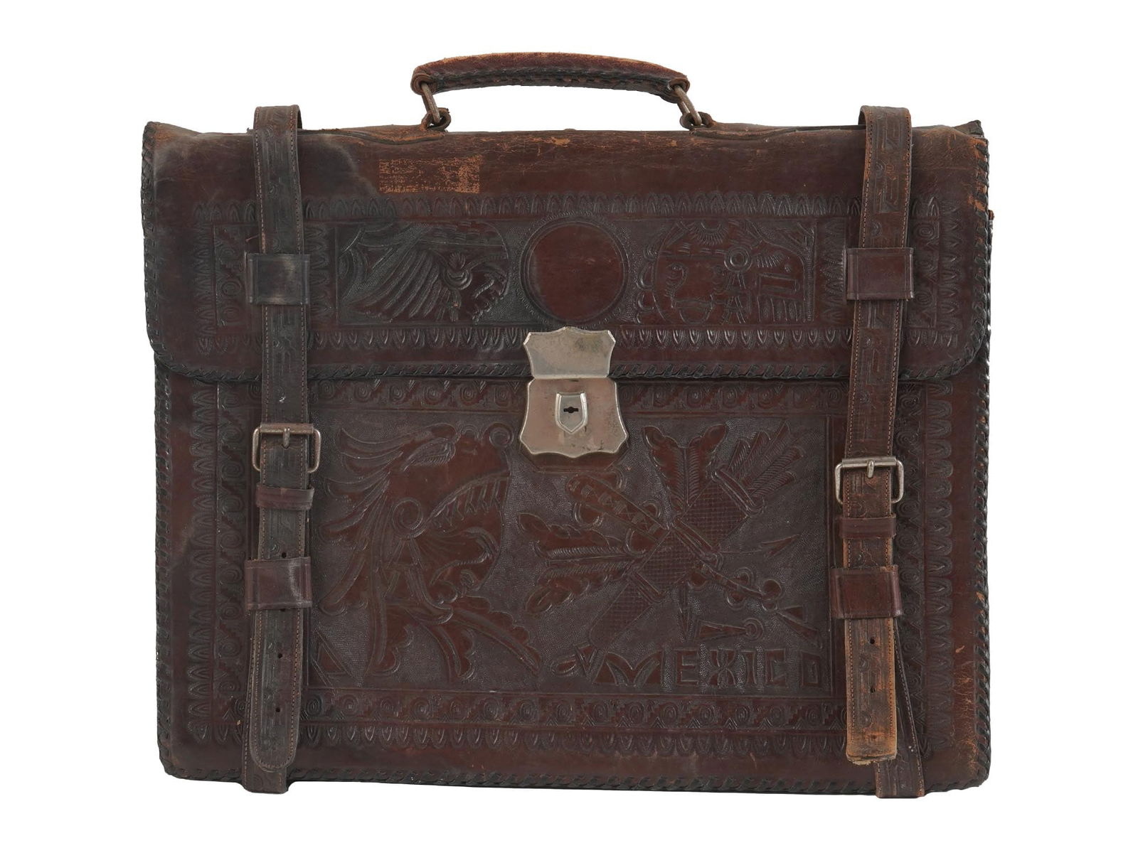 MEXICAN ORNAMENTAL EMBOSSED LEATHER BREIF CASE (1 of 10)