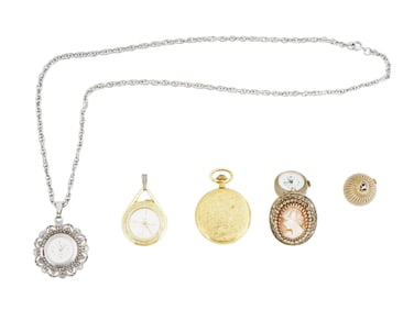LOT OF 5 MECHANICAL SWISS PENDANT WATCHES