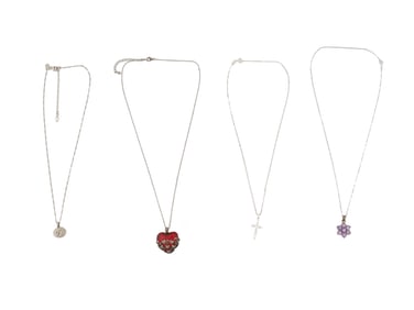 LOT OF FOUR STERLING SILVER PENDANT NECKLACES