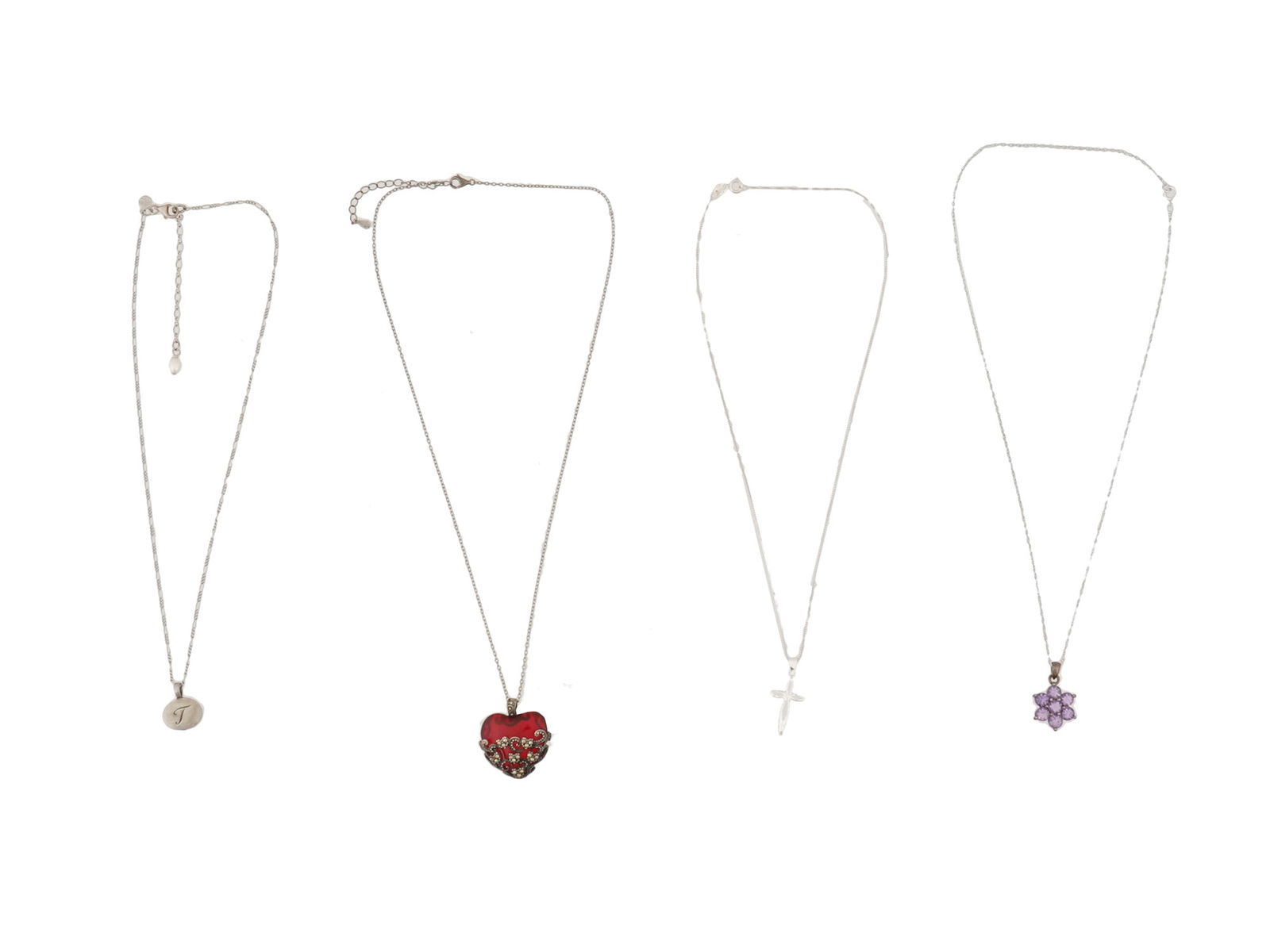 LOT OF FOUR STERLING SILVER PENDANT NECKLACES (1 of 11)