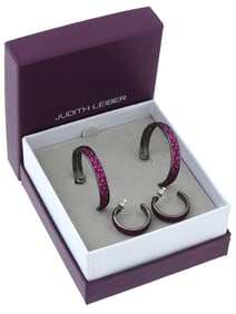 TWO PAIRS OF JUDITH LEIBER PAPARAZZI HOOP EARRINGS