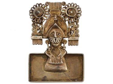VINTAGE MEXICAN STERLING SILVER TOTEM BROOCH PENDANT