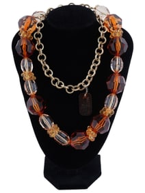 VINTAGE ITALIAN GLASS BEADED CHAIN NECKLACE