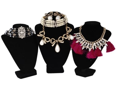 COLLECTION OF FIVE CUSTOM JEWELRY NECKLACES