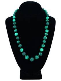 VINTAGE BEAD DESIGN MALACHITE STONE GLASS NECKLACE
