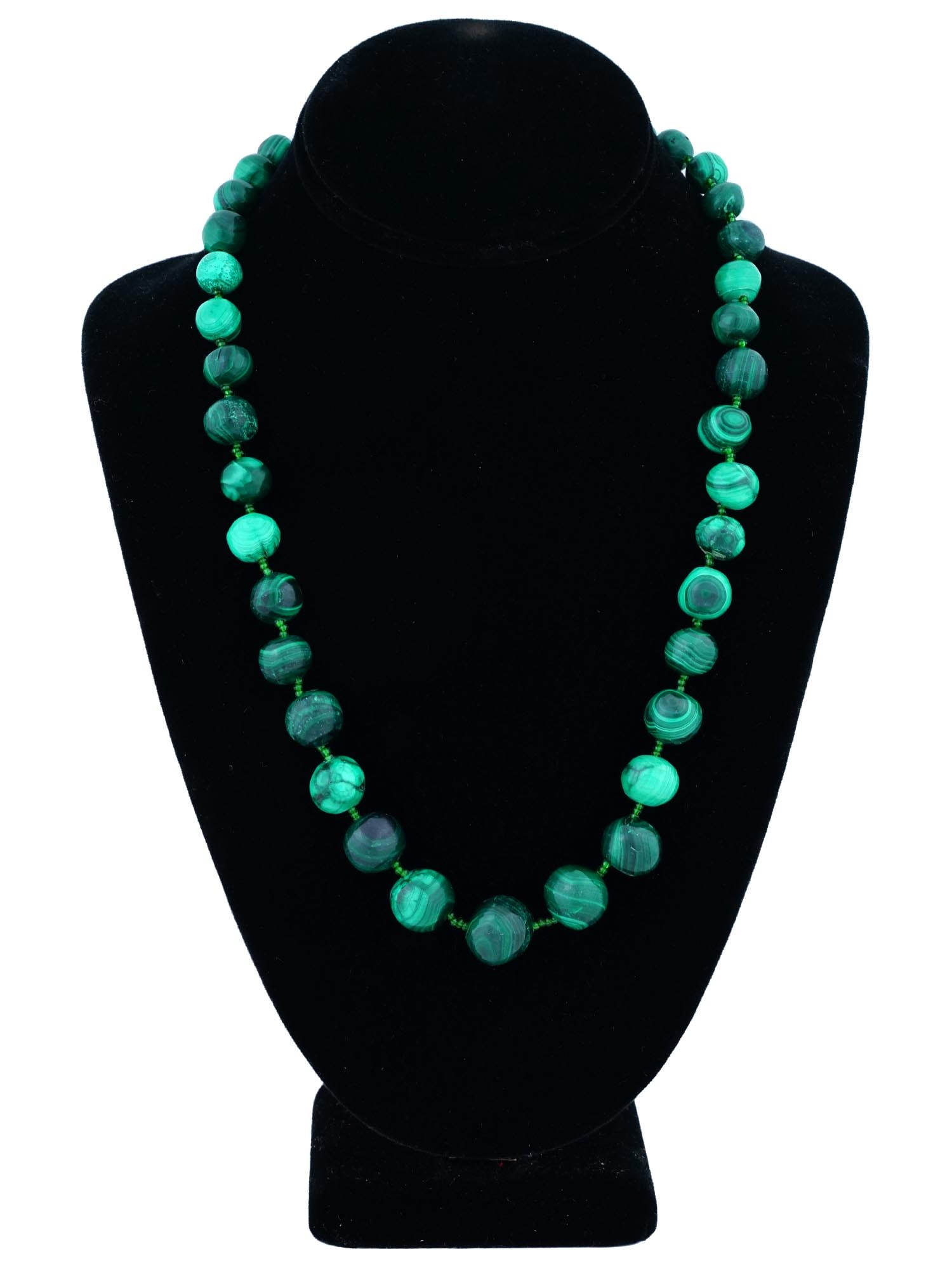 VINTAGE BEAD DESIGN MALACHITE STONE GLASS NECKLACE (1 of 3)