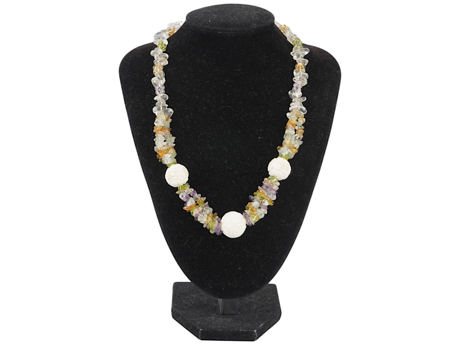 VINTAGE GLASS AND STONE BEADED NECKLACE (1 of 4)